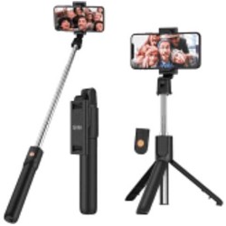 Bastone Selfie, 3 in 1 Bastone Selfie Bluetooth Treppiede Selfie Stick Estensibile Portatile con Telecomando Wireless Rimovibil