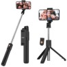 Bastone Selfie, 3 in 1 Bastone Selfie Bluetooth Treppiede Selfie Stick Estensibile Portatile con Telecomando Wireless Rimovibil