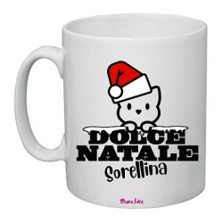 tazza in ceramica con dedica natalizia alla sorellina