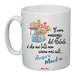 Tazza in ceramica con frase: auguri maestroM 8x10