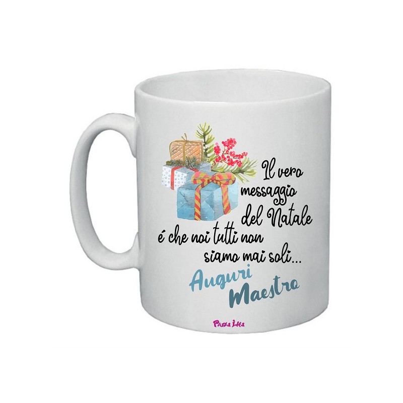 Tazza in ceramica con frase: auguri maestroM 8x10