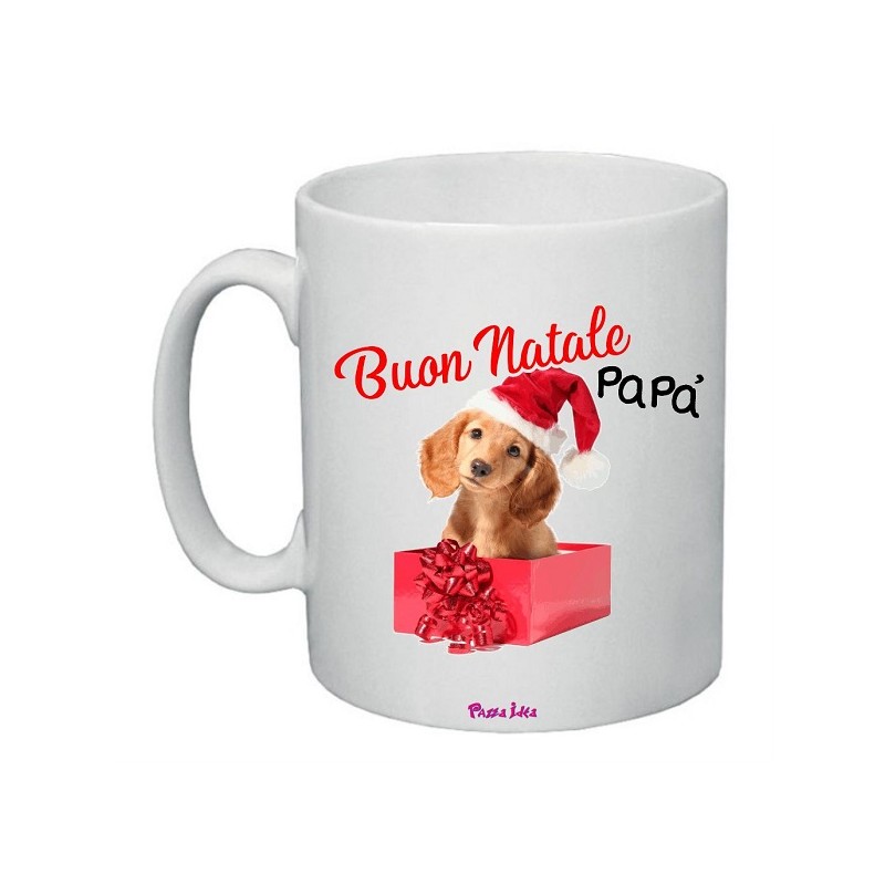 Tazza in ceramica con frase: buon natale papa'M 8x10