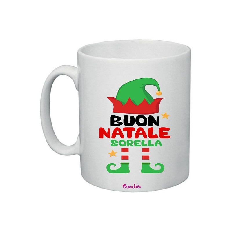 Tazza in ceramica con frase: buon natale sorellaM 8x10