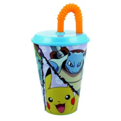 Bicchiere con cannuccia 430 ML - Pokemon in plastica