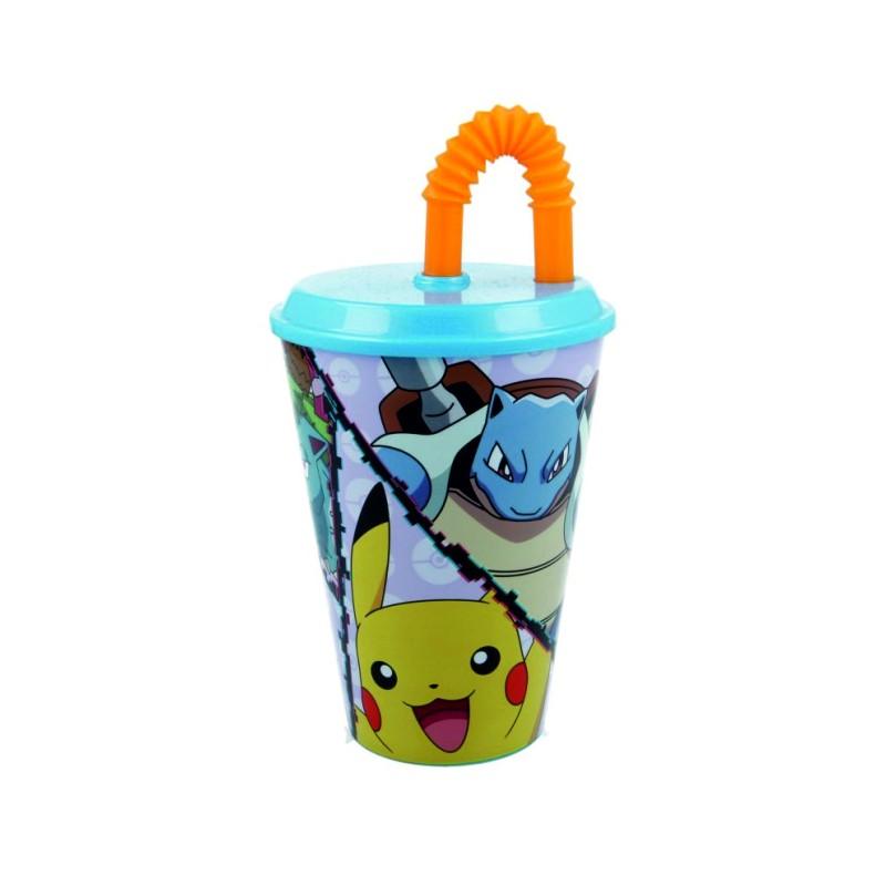 Bicchiere con cannuccia 430 ML - Pokemon in plastica