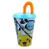 Bicchiere con cannuccia 430 ML - Pokemon in plastica