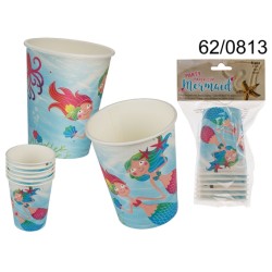 bicchieri in carta sirena per ca. 250 ml, 6 pz. in sacchetto di plastica con headercard,