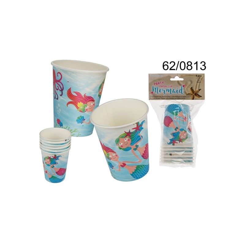 bicchieri in carta sirena per ca. 250 ml, 6 pz. in sacchetto di plastica con headercard,