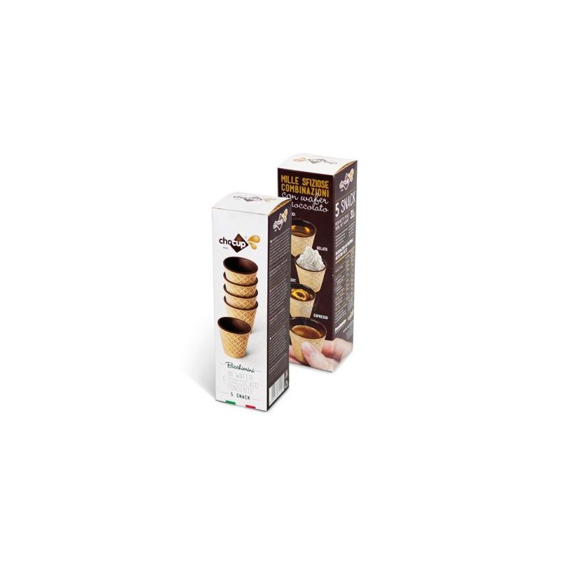 bicchieri per caffe' di biscotto e cioccolato fondente Chocup Mini 30cc Da 5 Pz