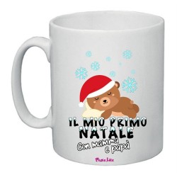 Tazza in ceramica con frase: il mio primo natale con mamma e papa'M 8x10