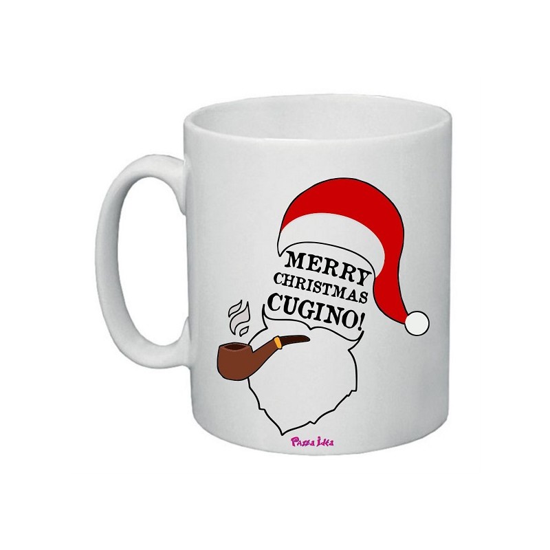 Tazza in ceramica con frase: merry christmas cuginoM 8x10