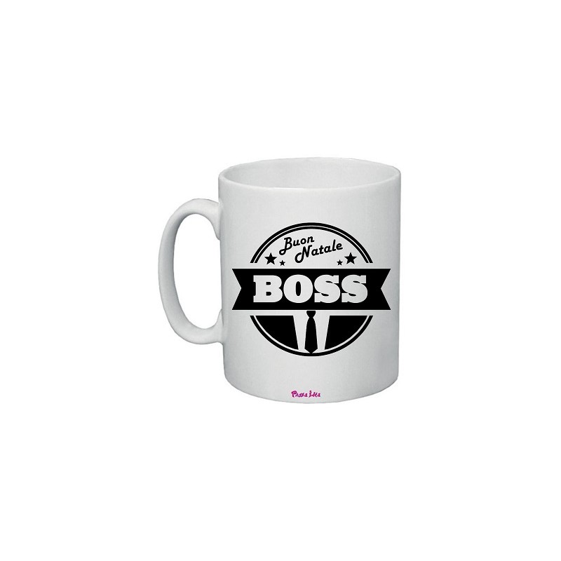 tazza in ceramica con scritta natalizia al boss