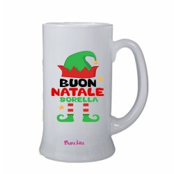 Boccale vetro con frase: buon natale sorellaM 15x8