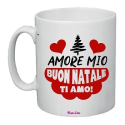 tazza in ceramica con scritta natalizia amore mio buon natale