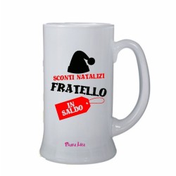 Boccale vetro con frase: sconti natalizzi. fratello in saldoM 15x8