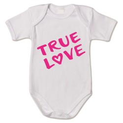 body bianco bambina con scritta rosa true love