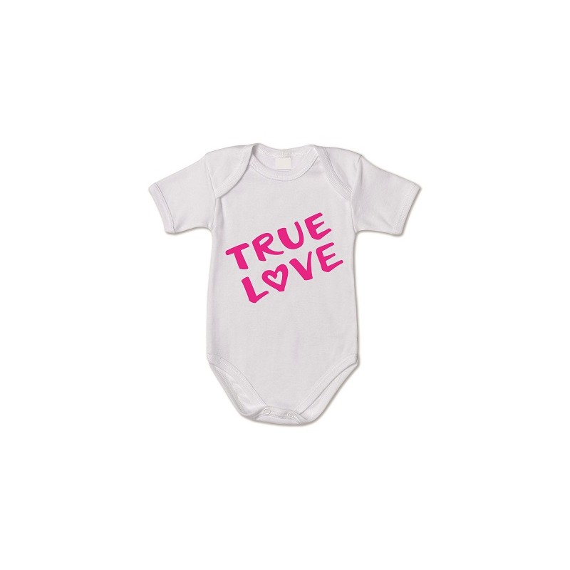 body bianco bambina con scritta rosa true love