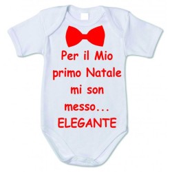 Body primi mesi personalizzato per il mio primo natale mi son messo elegante