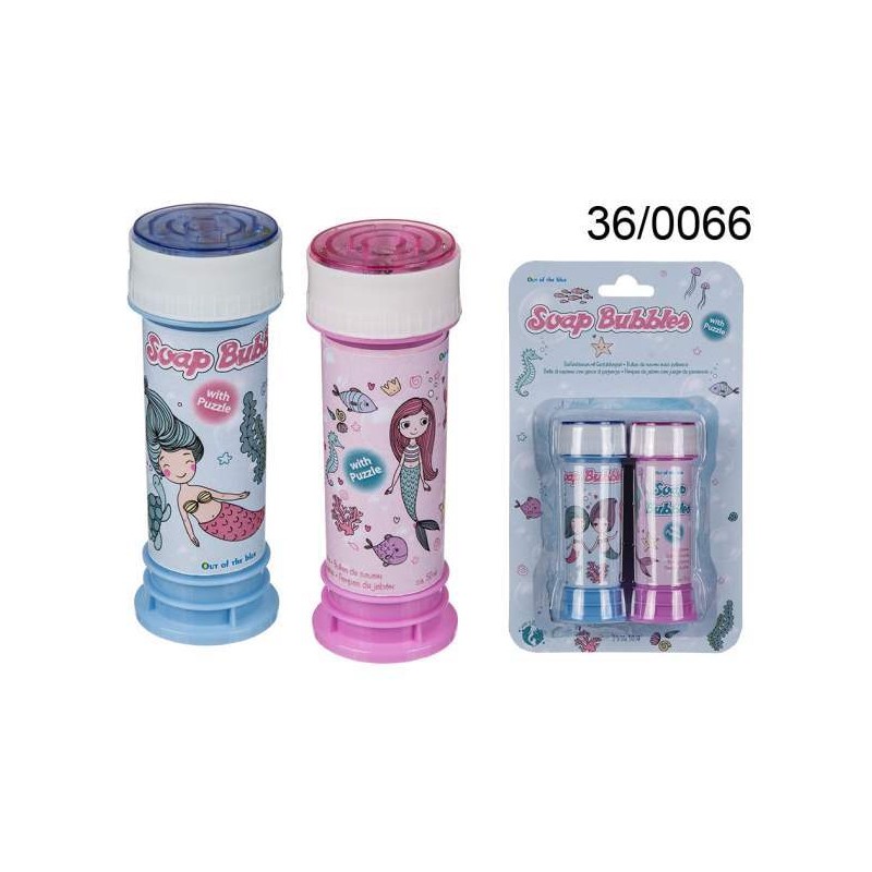 Bolle di sapone con gioco di pazienza, Sirena, ca. 50 ml, set da 2 su blister