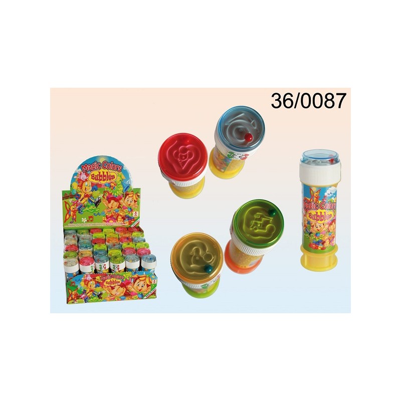 Bolle di sapone, Magic Colours, con gioco di pazienza, ca. 60 ml, 4 ass., 36 pz. per display, 5184/PAL