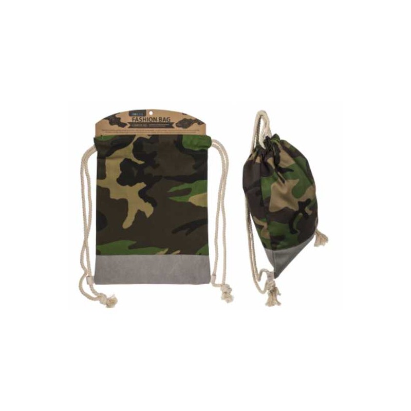 Borsa fashion, Camouflage,verde/marrone, militare base color taupe, con fodera interna bianca & manici di cordicella, ca. 33 x 