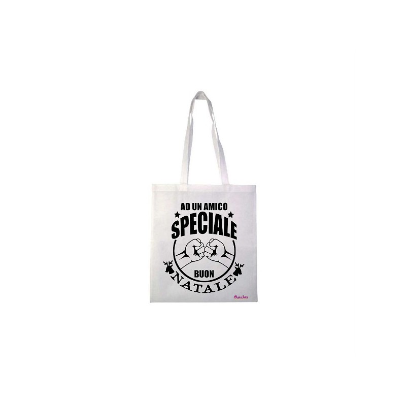 Borsa in poliestere con frase: Ad un amico speciale..M 36x40