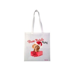 Borsa in poliestere con frase: buon natale papa'.M 36x40