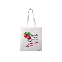 Borsa in poliestere con frase: buone feste maestraM36x40