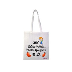 Borsa in poliestere con frase: Caro babbo natale...M 36x40