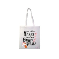 Borsa in poliestere con frase: ho visto mamma baciare babbo nataleM36x40