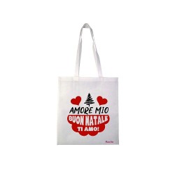 borsa shopping in poliestere  amore mio buon Natale cm 40x37