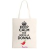 Borsa shopping in poliestere con stampa keep calm and arriva la donna festa della donna