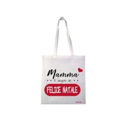 borsa shopping in poliestere mamma buon Natale cm 40x37