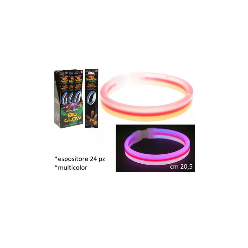 bracciale multicolor glow in the dark fluo display con 24 blister