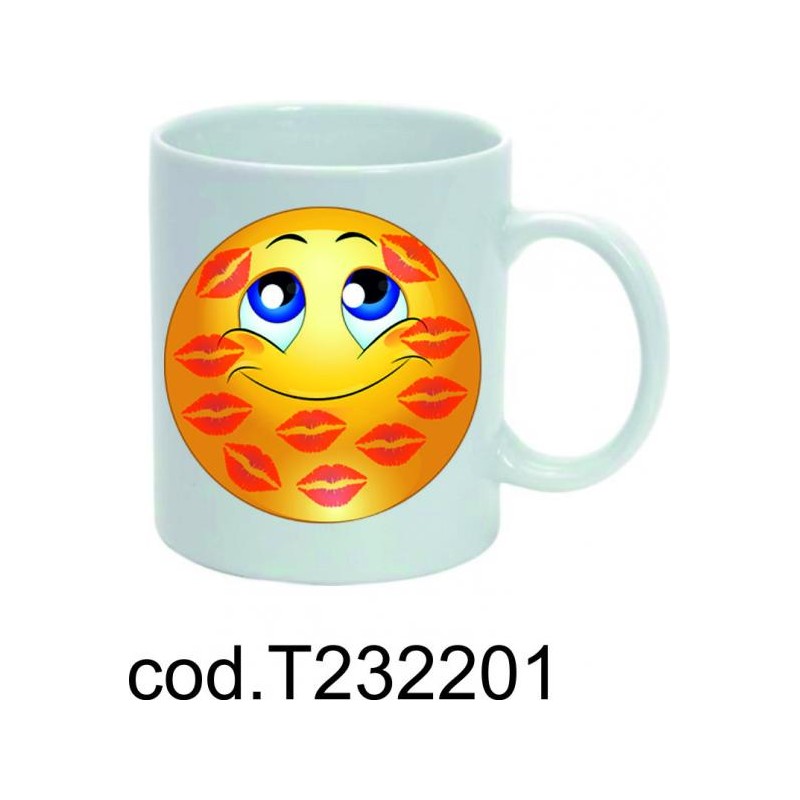 Tazza in ceramica mug smile kiss kiss cm 8x10