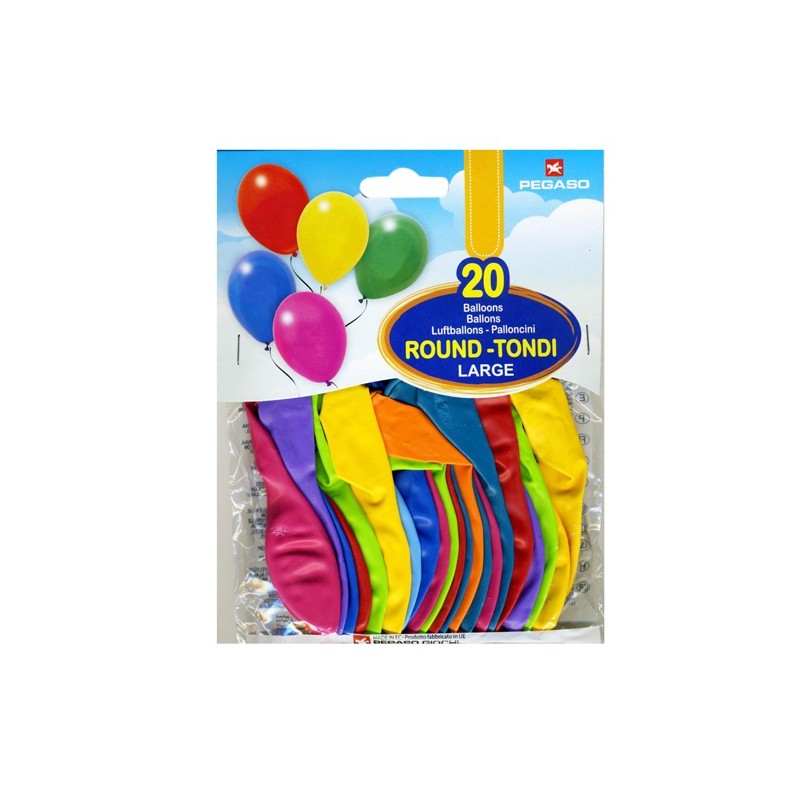 busta 20 palloncini large color pegaso