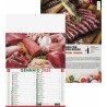 kit 100 calendario carne macelleria mensile 12 fogli con testata termosaldata, festività internazionali. Personalizzato con vos