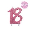 Candela compleanno  18 anni fucsia glitter cm 12