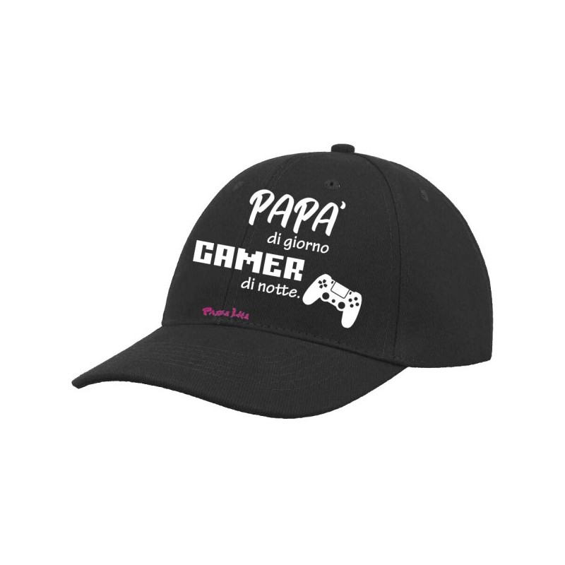 Cappellino nero con stampa papà gamer festa del papà