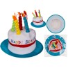 Cappello da compleanno in peluce con 5 candele,Happy Birthday, ca. 30 x 27 cm, in busta di plastica