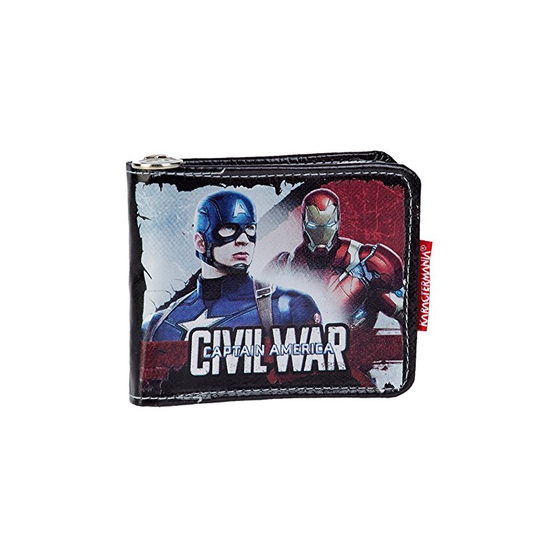 captain america portafoglio zip civil war 11 x 12 x 1,5 cm