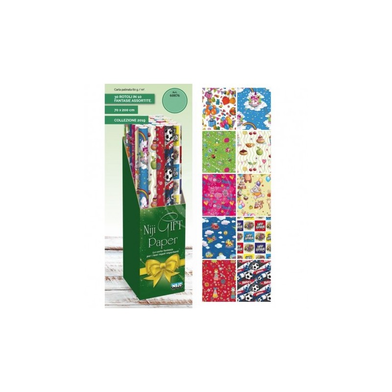 Cara regalo in rotolo assortimento bimbi cm 70x200 assortita nelle fantasie