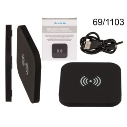 Caricatore wireless nero con cavo USB micro, ca. 9  x 9 cm, cavo incl.,