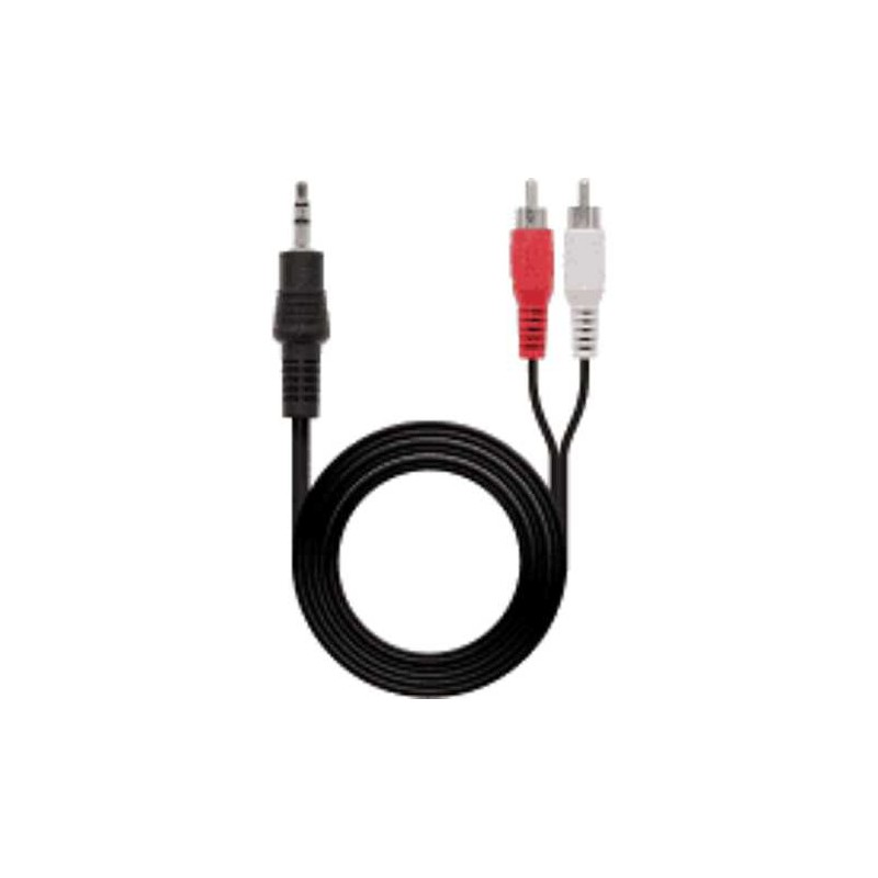 Cavo audio stereo a 2 RCA, JACK 3.5/M-2xRCA/M, maschio-maschio, nero, 1,5mts