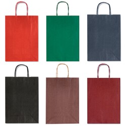 confezione 25 borsette shopper in carta colori assortiti cm 26x12x36