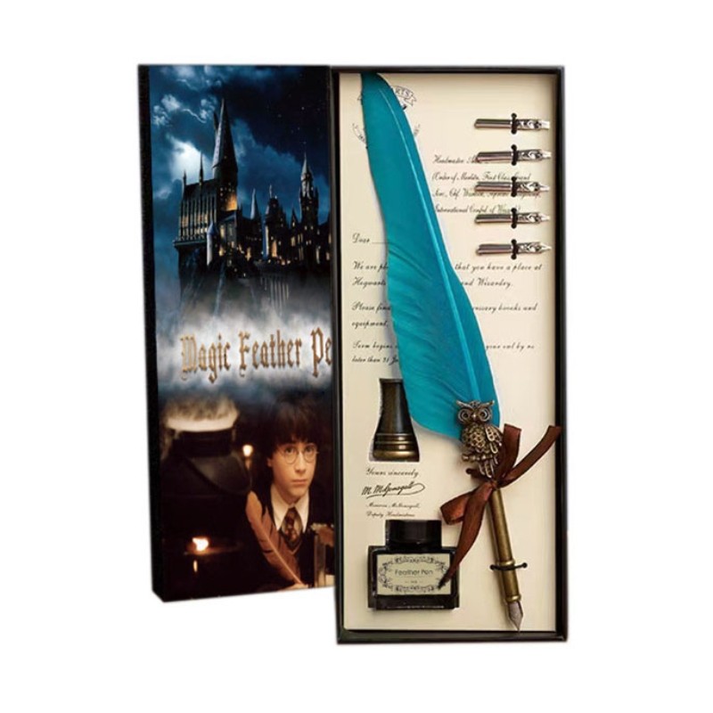 Confezione Penna Azzurra Ad Inchiostro Harry Potter