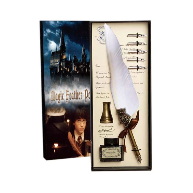 Confezione Penna Bianca Ad Inchiostro Harry Potter