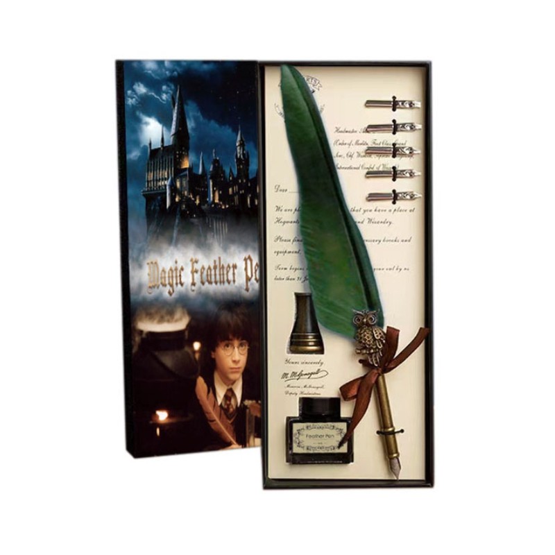 Confezione Penna Verde Ad Inchiostro Harry Potter