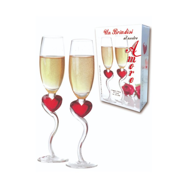 COPPIA FLUTES CON CUORE H.24 cm ORDINE MINIMO 2 COPPIE