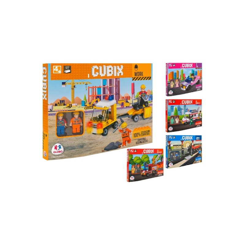 Costruzioni Cubix. Mezzi urbani e incluse due minifigure. Disponibile in cinque assortimenti diversi pz da 127 a 157